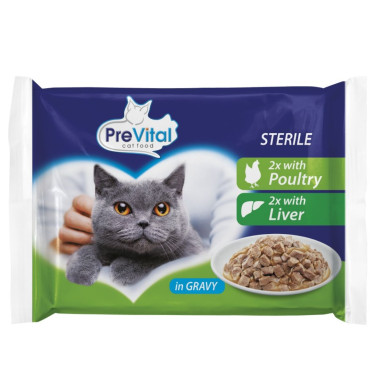 Vrečka za sterilizirane in kastrirane mačke (perutnina, jetra) 100 g (4 pakiranja)