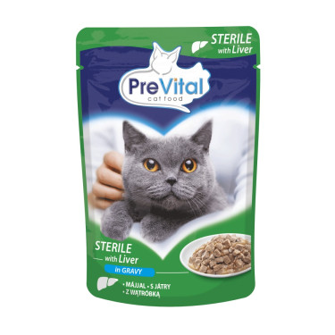 PreVital sterilna mačja vrečka 100 g - jetra v omaki