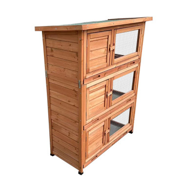 Lesena zajčja kletka NICE, 915 × 450 × 1160 mm, rabljeno blago 