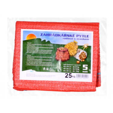 Rašel vreča z zavezovanjem, nosilnost 25 kg, rdeča, 50 x 72 cm, 5 kosov