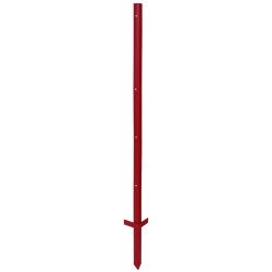 Kovinski steber za električni pastir 150 cm x 3 mm, 5 lukenj - dvojna stopnica, rdeč