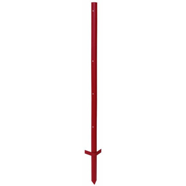 Kovinski stebriček za električni pastir 115 cm x 2 mm, 5 lukenj - dvojni stopnik, rdeč