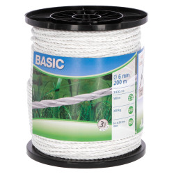 Ograjna vrv BASIC 200 m, 6 mm, bela, nerjavno jeklo 6 x 0,20 mm