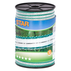 Ograjna trak Star 200 m, 12 mm, belo-zelena 