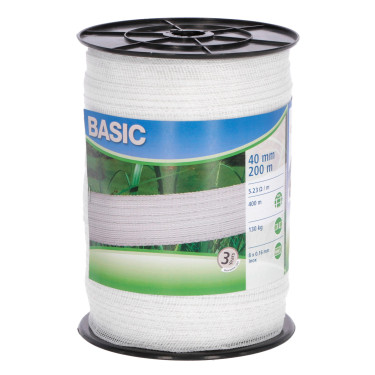 Ograjna trak BASIC 40 mm, 200 m, bela