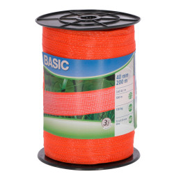 Ograjna trak BASIC 40 mm, 200 m, 12 x 0,16 Niro, oranžna