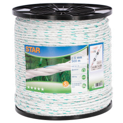 Ograjno vrv Star 500 m, belo-zelena, Ø 6 mm