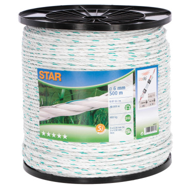 Ograjno vrv Star 500 m, belo-zelena, Ø 6 mm