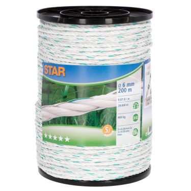 Ograjno vrv Star 200 m, belo-zelena, Ø 6 mm