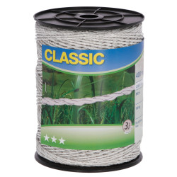 Ograjna vrvica Classic (polywire) 400 m, bela, 9 × 0,20 Niro