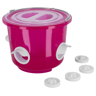 Krmilno vedro za perutnino Kerbl, 12 l, 4 krmilne odprtine s pokrovčki